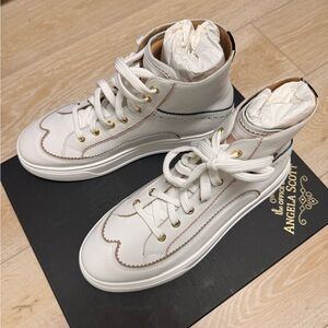 The Office of Angela Scott- White Leather Gemma Sneakers